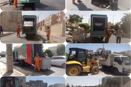 استمرار شستشوی مکانیزه باکس های زباله و جمع آوری نخاله های ساختمانی در پرند