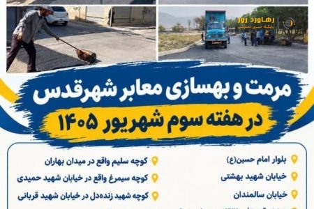 تداوم مرمت و بهسازی معابر شهرقدس در هفته سوم شهریور